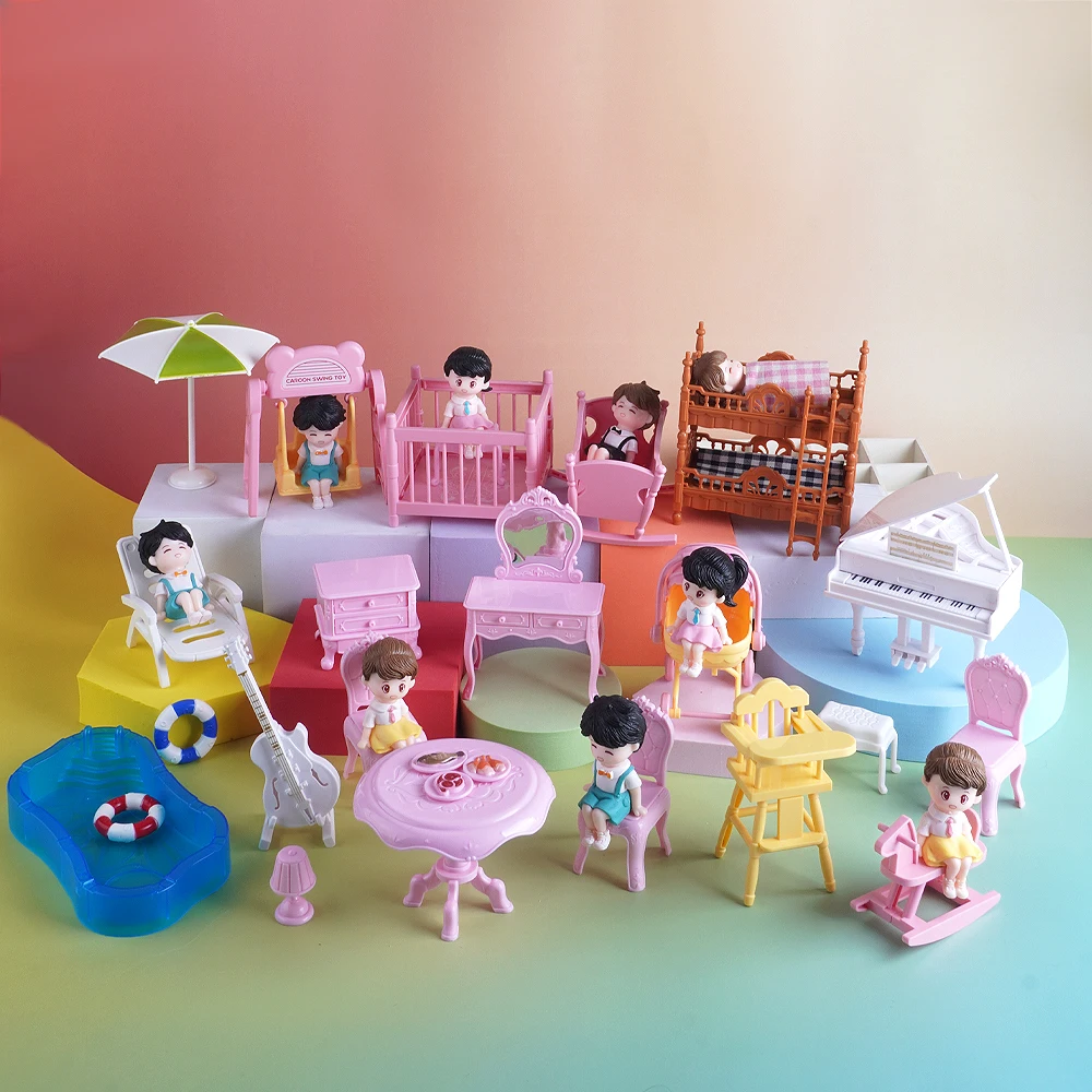 1:12 casa de muñecas en miniatura, cuna, cama envolvente, juego de mesa de Piano, muebles, modelo de cocina, decoración, juguete, accesorios para casa de muñecas