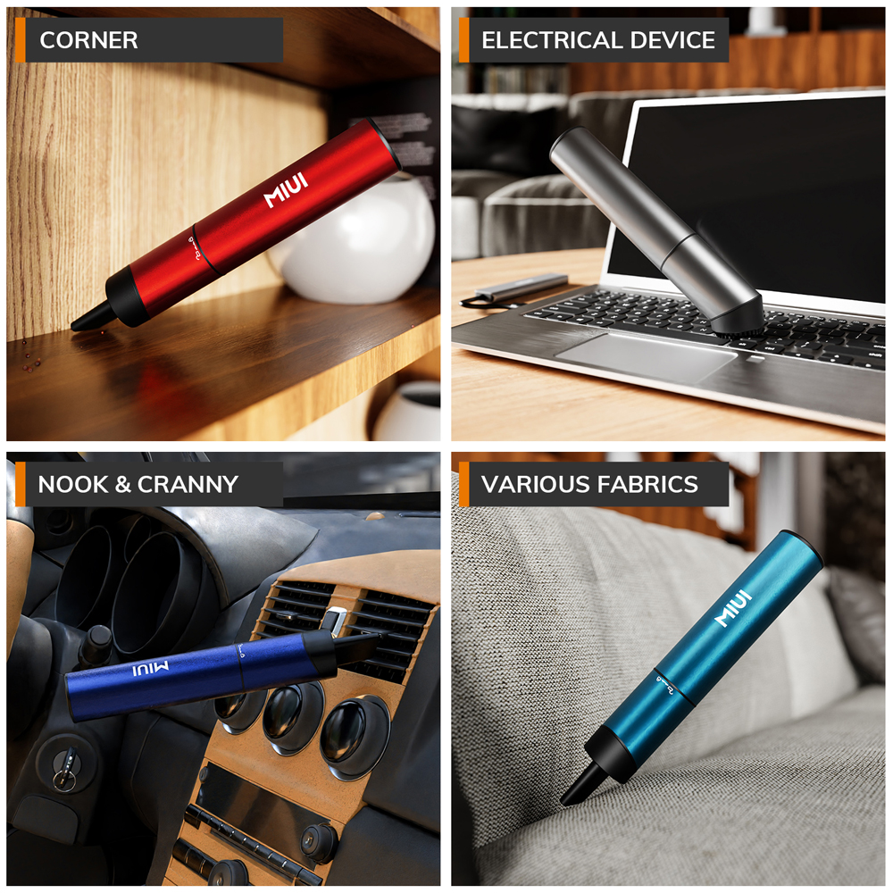 MIUI 무선 노트북 진공 청소기, 휴대용 USB 충전식, 미니 & 쿨 모델 X (알루미늄 합금)