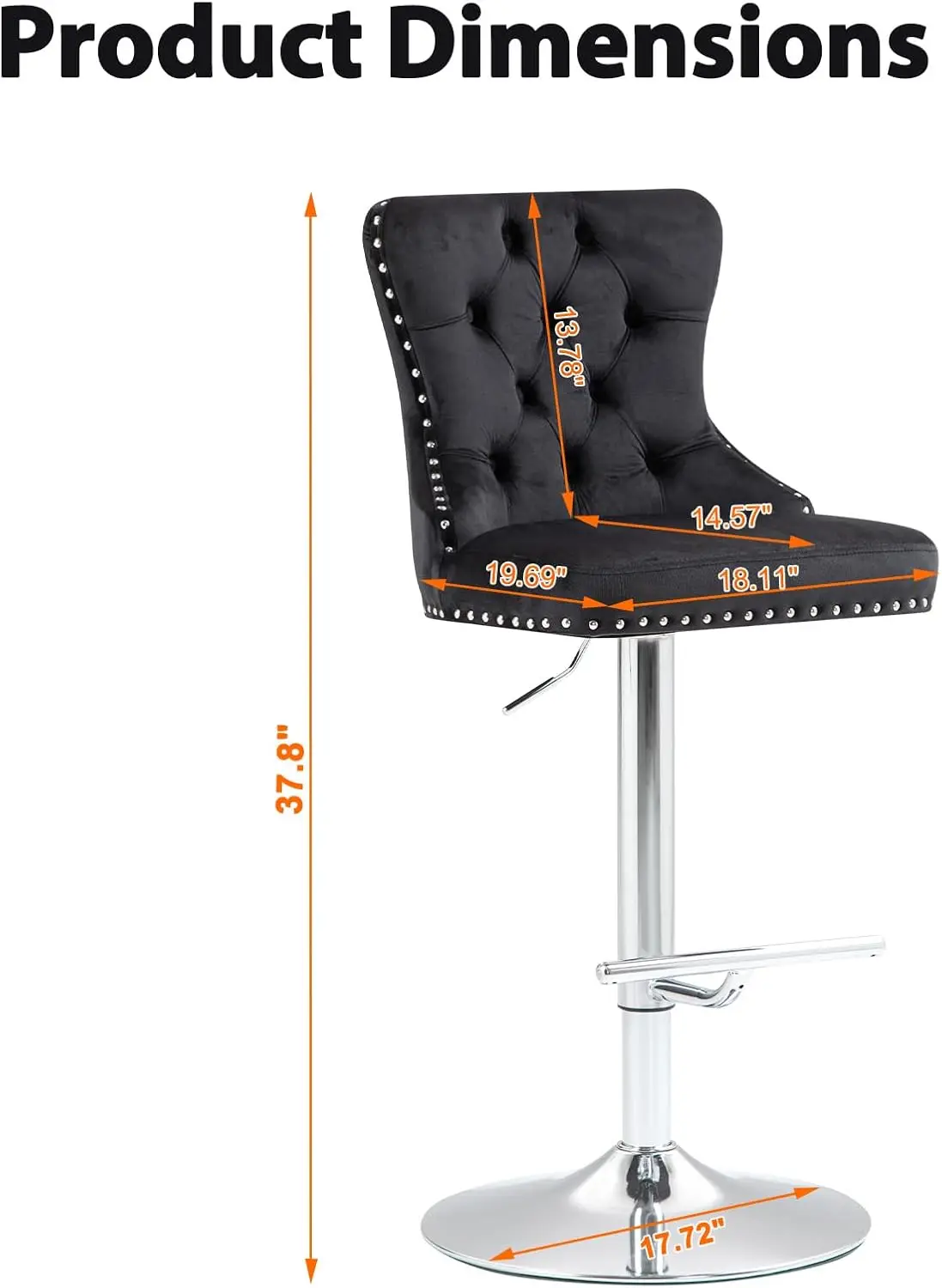 2 PCS Modern Swivel Bar Stools Velvet Adjustable Bar Chairs with Backs and Footrest Adjustable Barstools for Kitchen Club