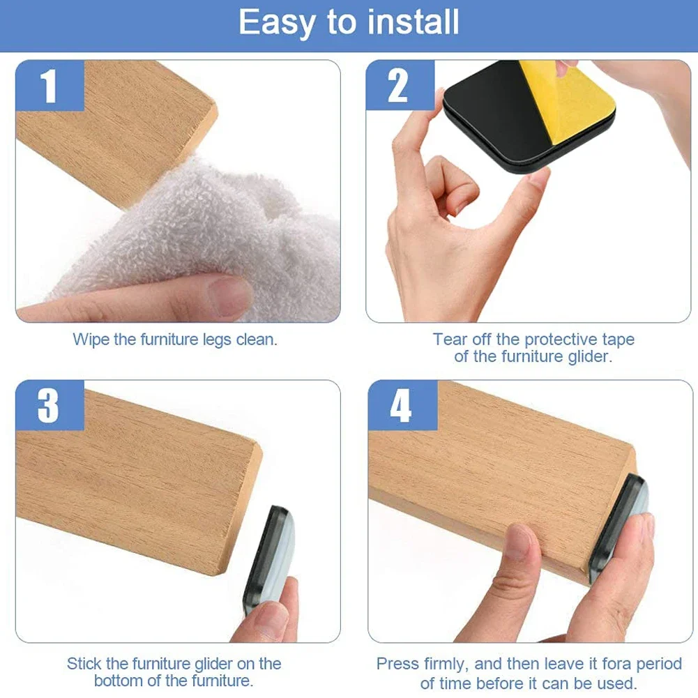 20PCS ฟุตเครื่องร่อนเลื่อนแผ่นเฟอร์นิเจอร์ Sliders เฟอร์นิเจอร์เครื่องร่อน PTFE Square Floor Mover Pads สําหรับฮาร์ดแวร์ในครัวเรือน ﻿