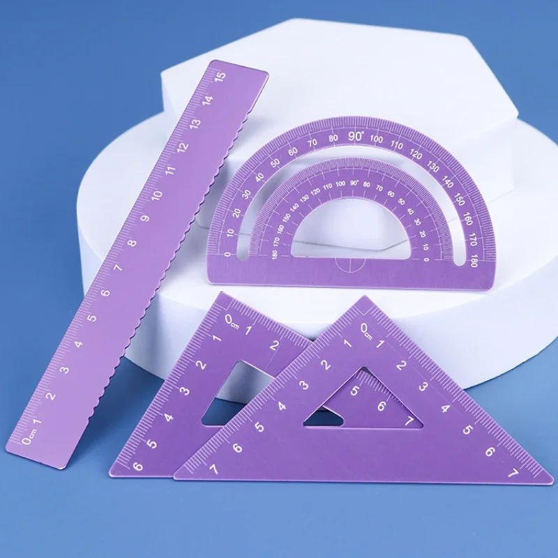 4pcs Metal Ruler Set - 6 Colors Maths and Drawing Tools, Drafting Rulers for Students and Designers