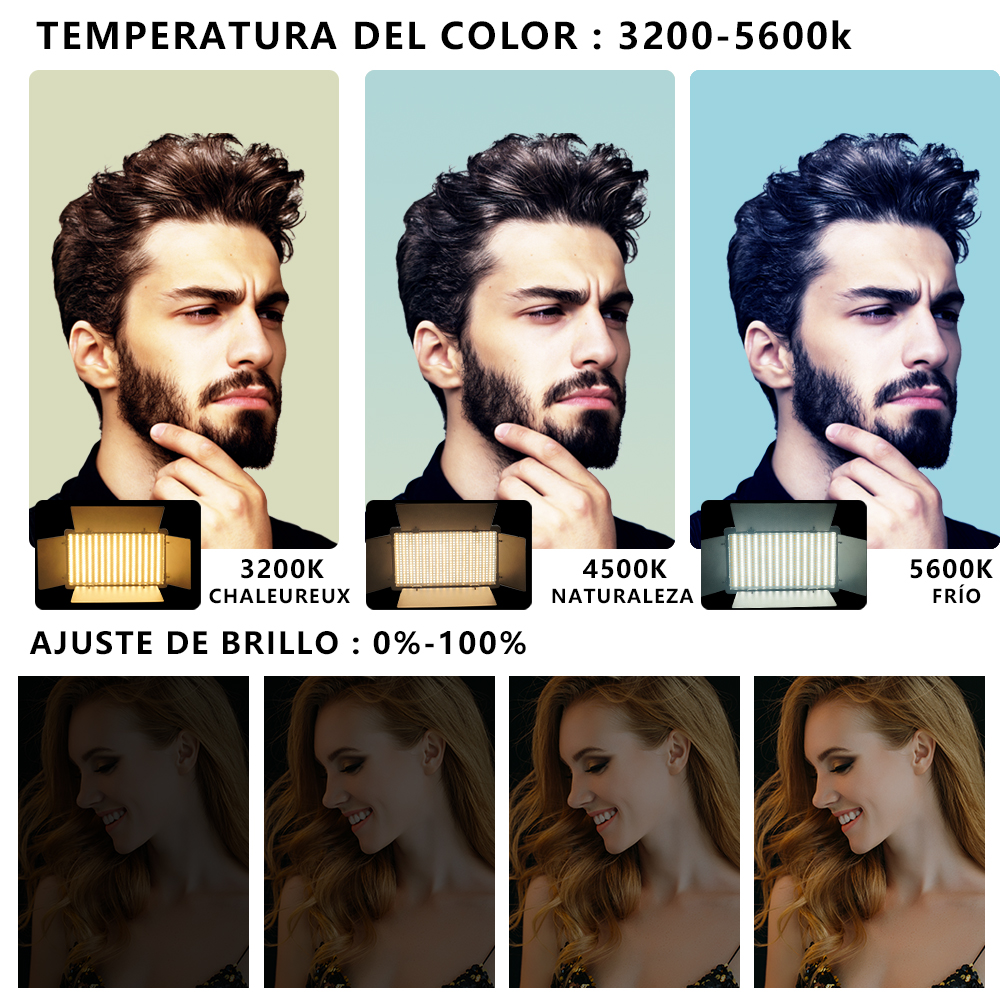 Nagnahz Luz de estudio fotográfico LED U800 para Tiktok Youbute Juego Iluminación de video en vivo Grabación de video portátil Lámpara de panel de fotografía Luz de relleno de video con soporte de trípode Luz cálida