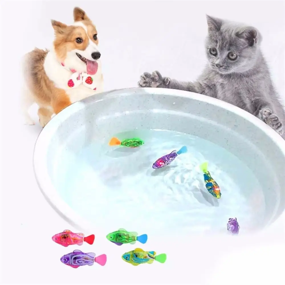 Peixe elétrico simulação LED com luz, Pet jogando brinquedos, Ornamentos de tanque de água nadando, Brinquedos do chuveiro do bebê