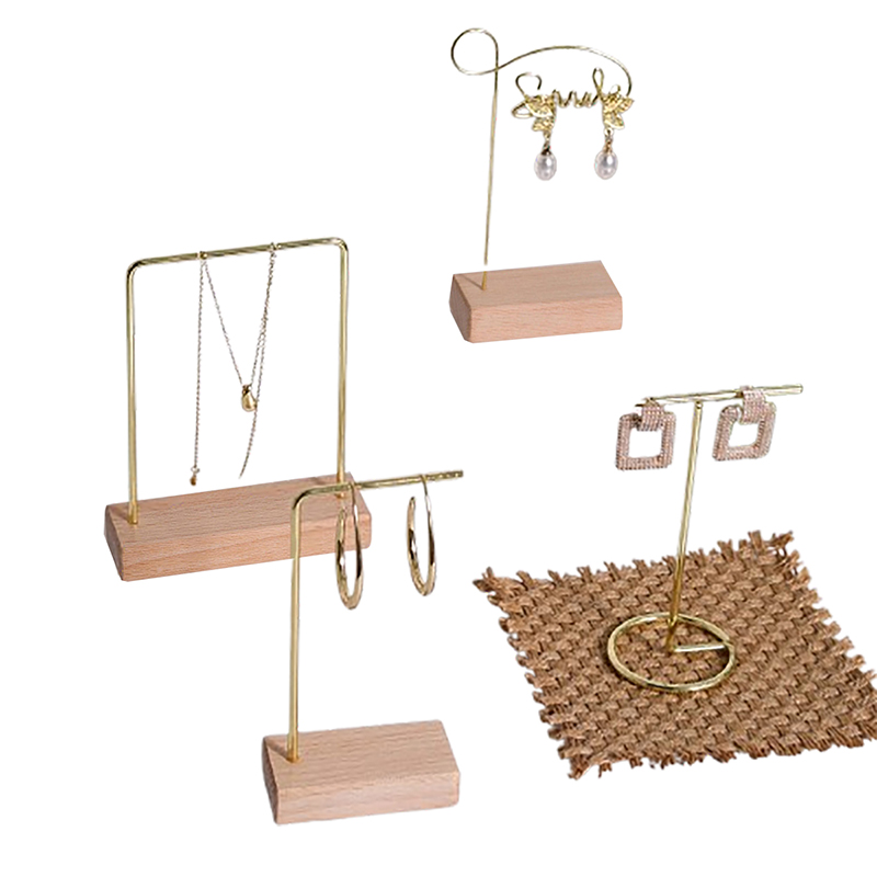 เครื่องประดับยืนแสดงสร้อยข้อมือต่างหูสร้อยคอไม้ฐาน Rack ผู้ถือเครื่องประดับ Photo Props ตกแต่งบ้าน