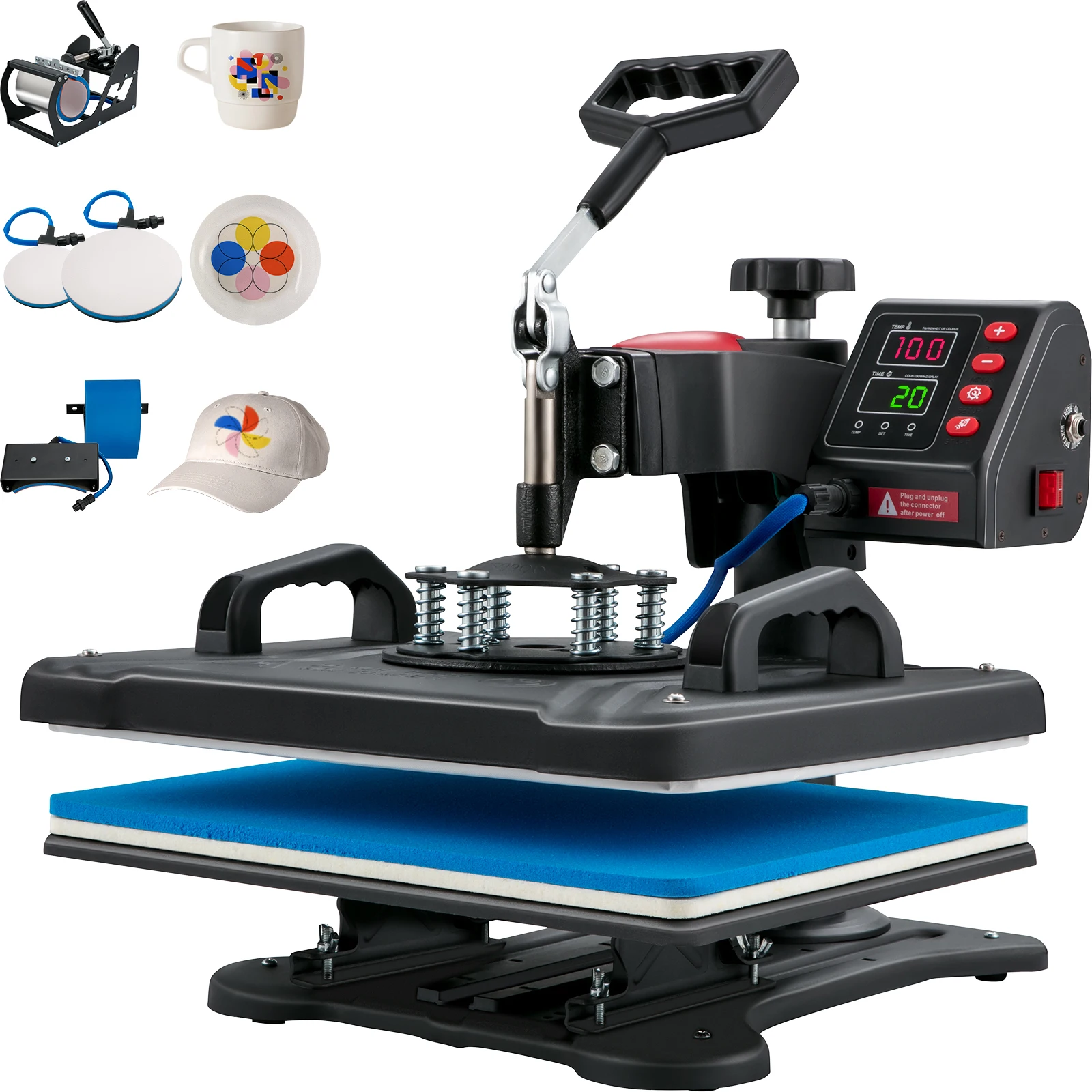 SucceBuy Heat Press 5in1 Heat Press Machine 12x15in Clamshell Sublimation Transfer Printer Digitale präzise Temperaturregelung
