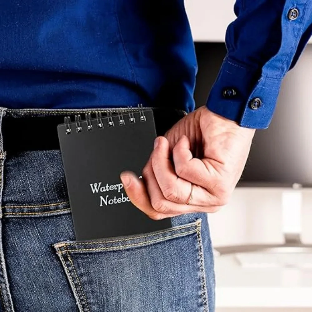 Bloco de notas tático para todos os climas, caderno de bolso à prova d'água com páginas forradas, mini bloco de notas em espiral