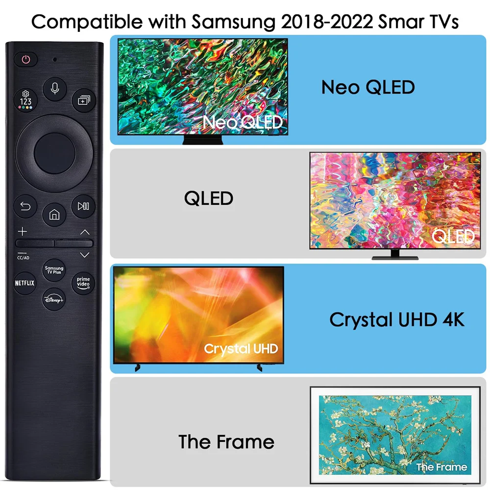 Voice Remote Control BN59-01385A for Samsung Smart TV 2019-2023 Crystal UHD Neo QLED OLED 4K 8K Series TVs(No Solar Function)