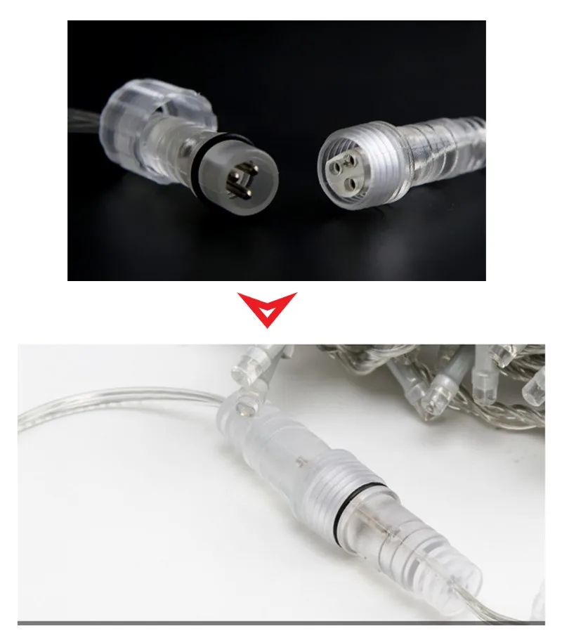 Enchufe europeo con controlador estable para luces de cortina de carámbanos, línea extendida impermeable de 3M/5M