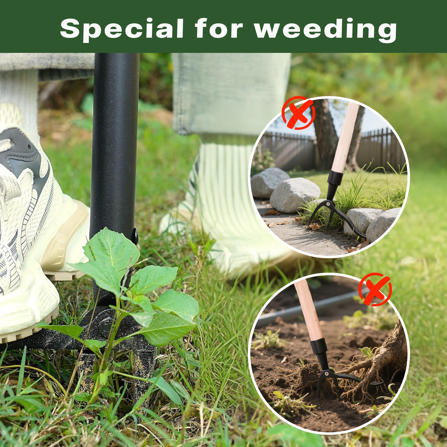 Portable standing weeder, manual weeding/pulling/rooting/garden hand tools, single weeder without pole