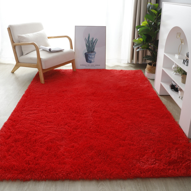 VIKAMA Modern Simple Silk Hair Home Decorative Carpet Bedroom Living Room Not Easy to Drop Comfortable Carpet
