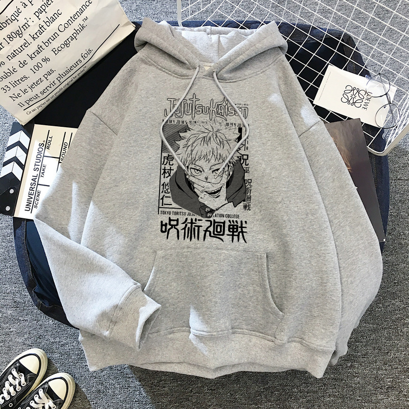 후드 티 일본 애니메이션 만화 Jujutsu Kaisen 후드 티 만화 streetwear Gojo Satoru Yuji Itadori 스웨트 남성 유니섹스