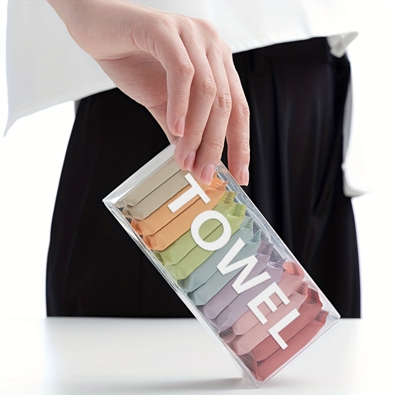 14 unids/caja toallita desechable toalla de viaje portátil toalla cuadrada de belleza de limpieza facial comprimida gruesa