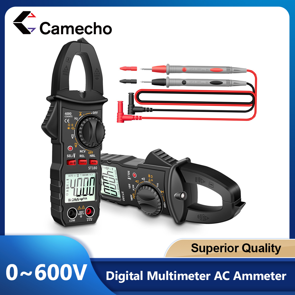 Camecho ST180 4000 recuentos medidor de pinza Digital multímetro de corriente CA amperímetro probador de voltaje amplificador de coche Hz capacitancia NCV Ohm herramienta