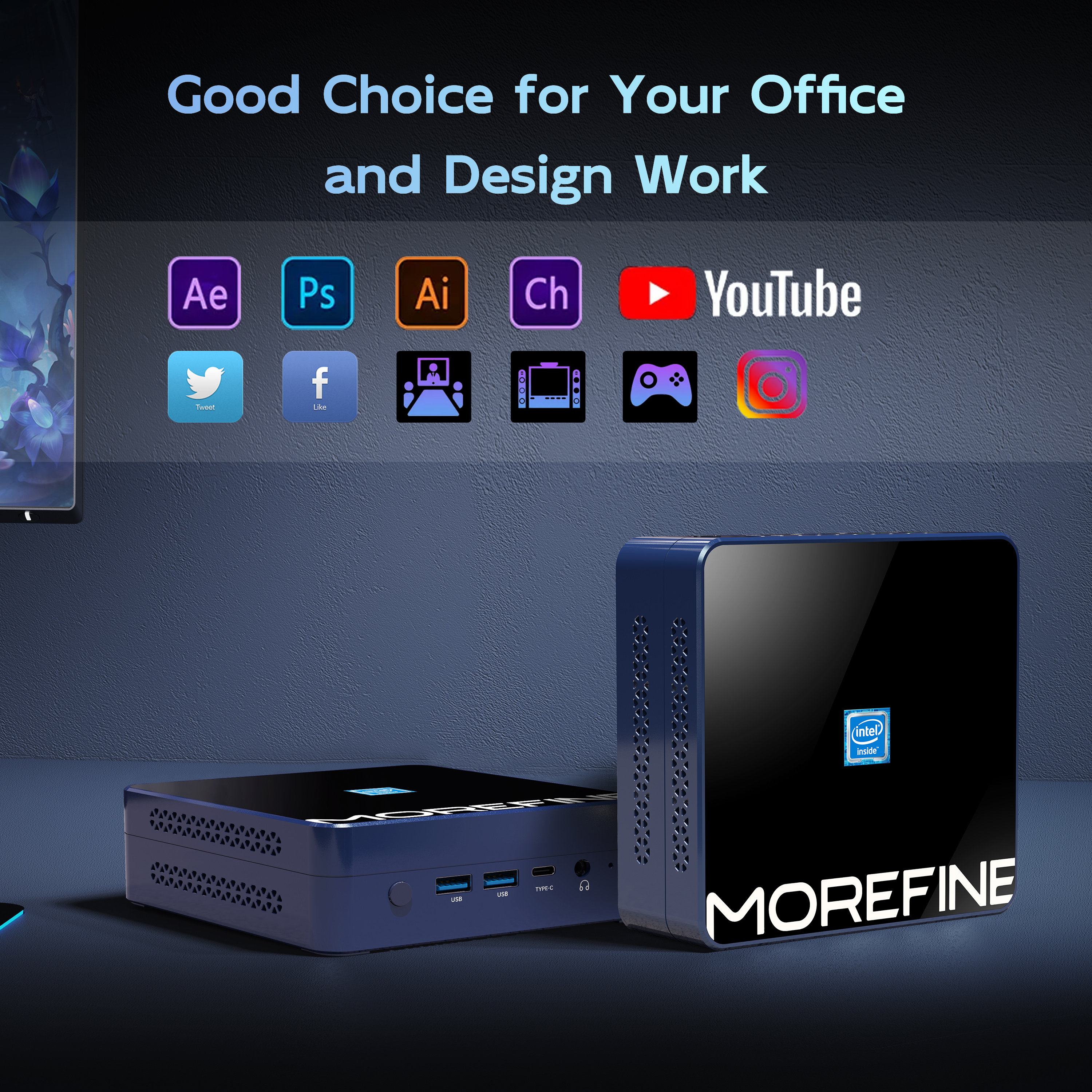 Мини-ПК MOREFINE, совместимый с Windows11Pro 12-го поколения AlderLake N305 (до 3,8 ГГц) Офисный ПК Мини-настольные компьютеры WiFi6 BT5.2