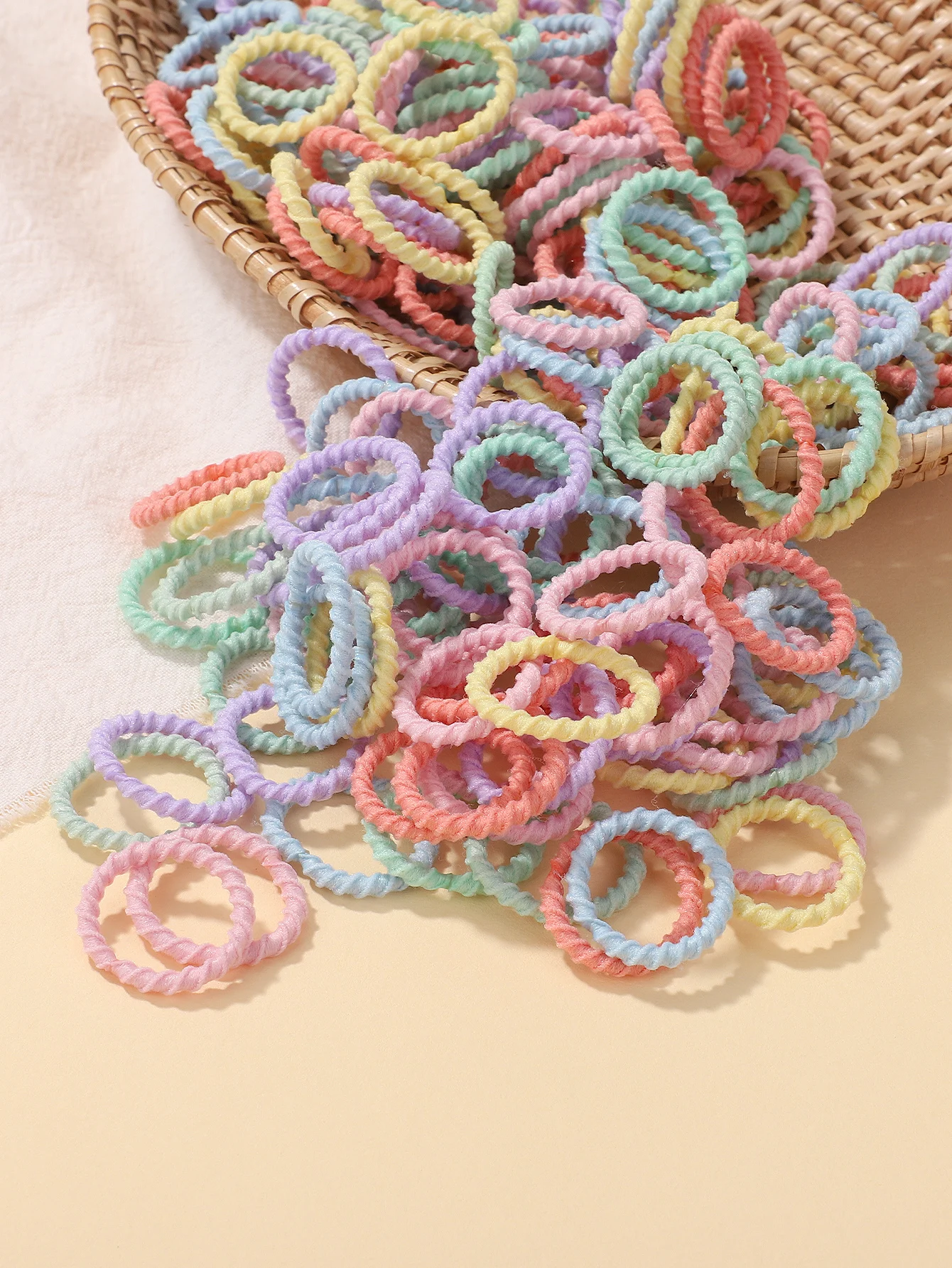 100pcs เด็ก 2 ซม.ยางรัดผมไม่เจ็บผมขนาดเล็กแหวนด้ายยืดหยุ่นสูงเด็กวัยหัดเดินเด็ก Scrunchies ชุด