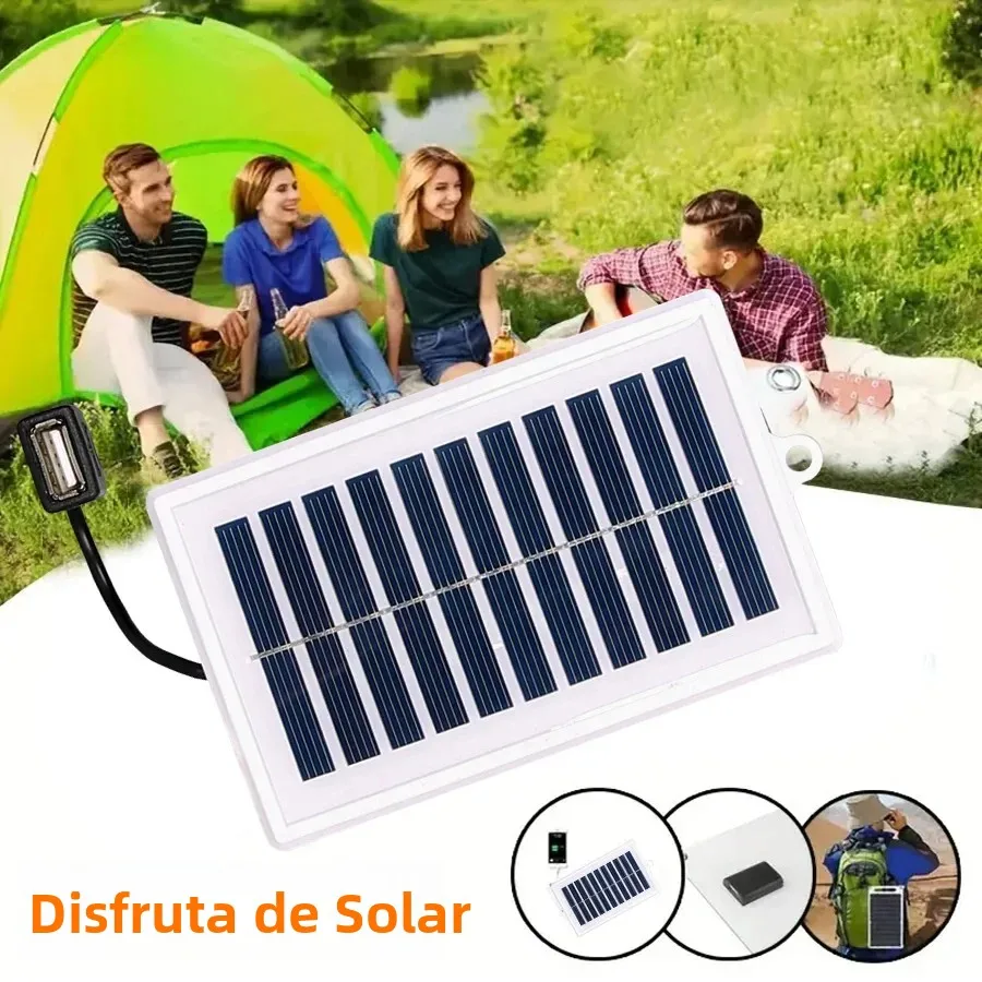 Cargador Solar portátil, salida USB para uso en exteriores, para viajes y Camping, linterna, carga de ventilador, 1/2 Uds.