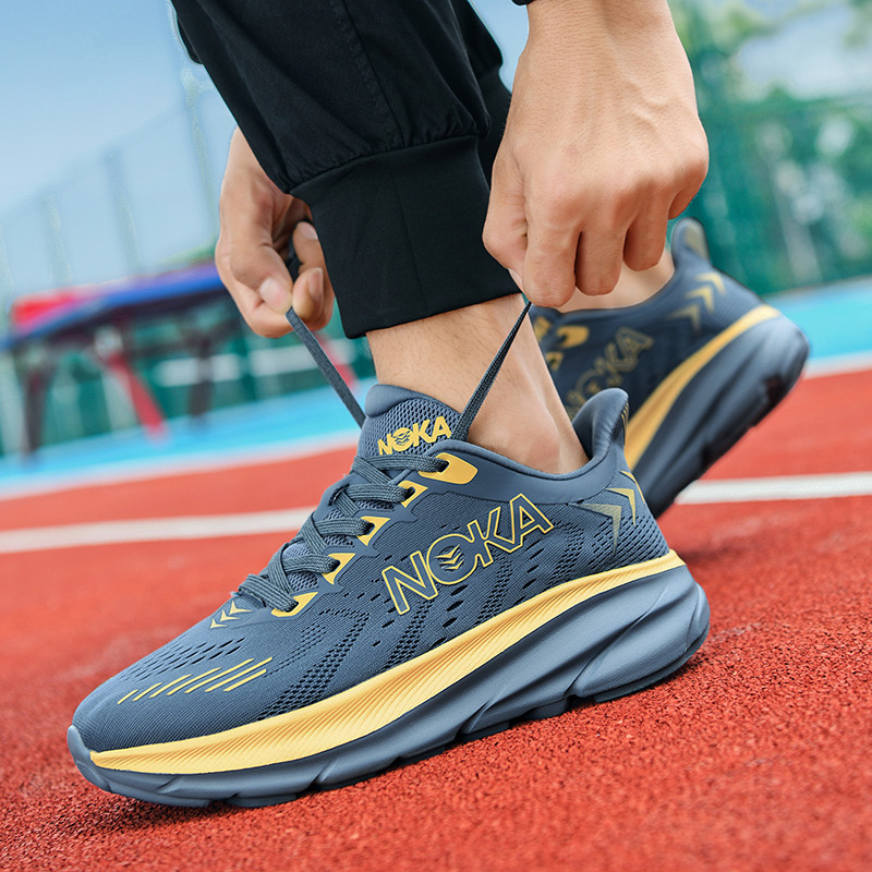 Zapatillas para correr con cojín de aire y placa de carbono para hombre, zapatillas deportivas elásticas antideslizantes atléticas ligeras y transpirables para maratón