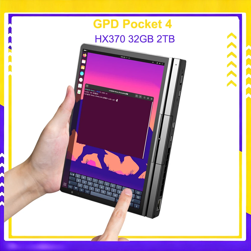 GPD Pocket 4 Original 8.8-inch Mini Laptop Touch Screen PC AMD AI 9 HX 370 32GB RAM 2TB NVME Office Study Notebook Computer