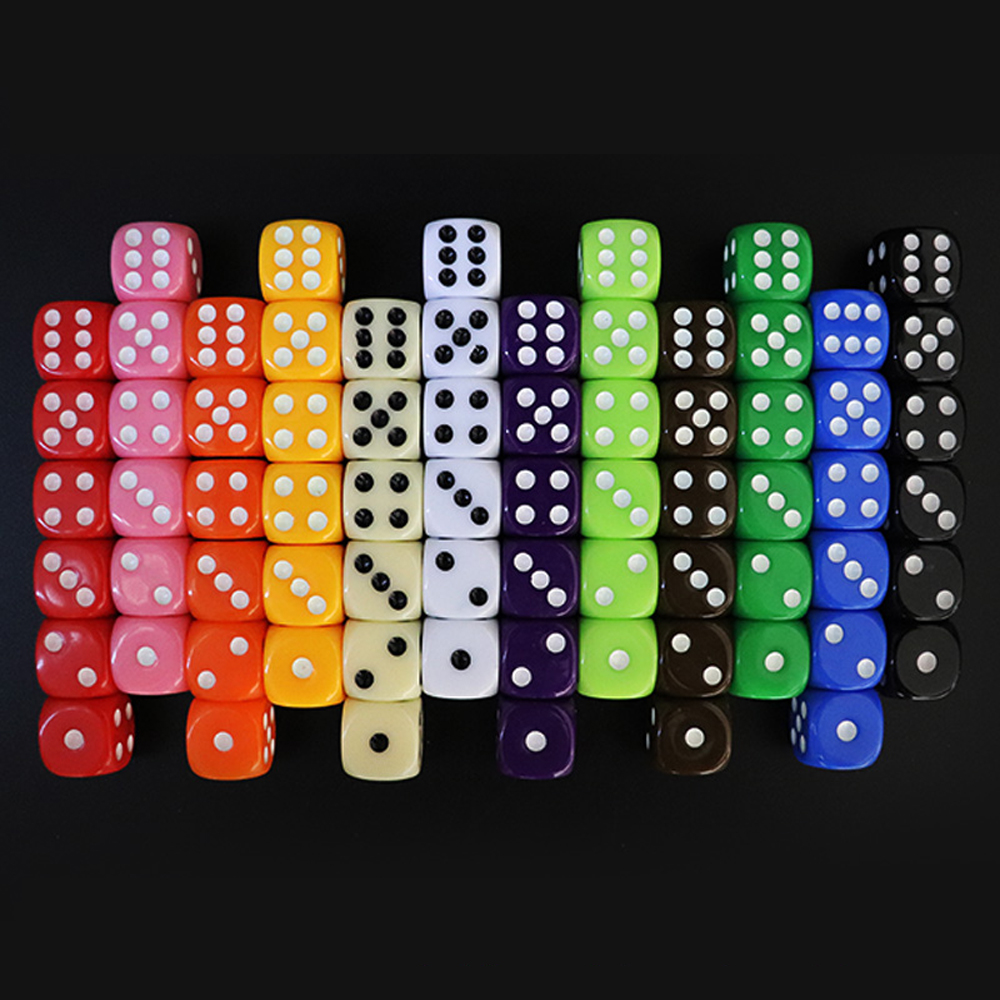10 unids/pack nuevos dados de puntos acrílicos 16mm esquina redonda Multicolor juego de mesa Mahjong accesorios cubos 1,6 CM