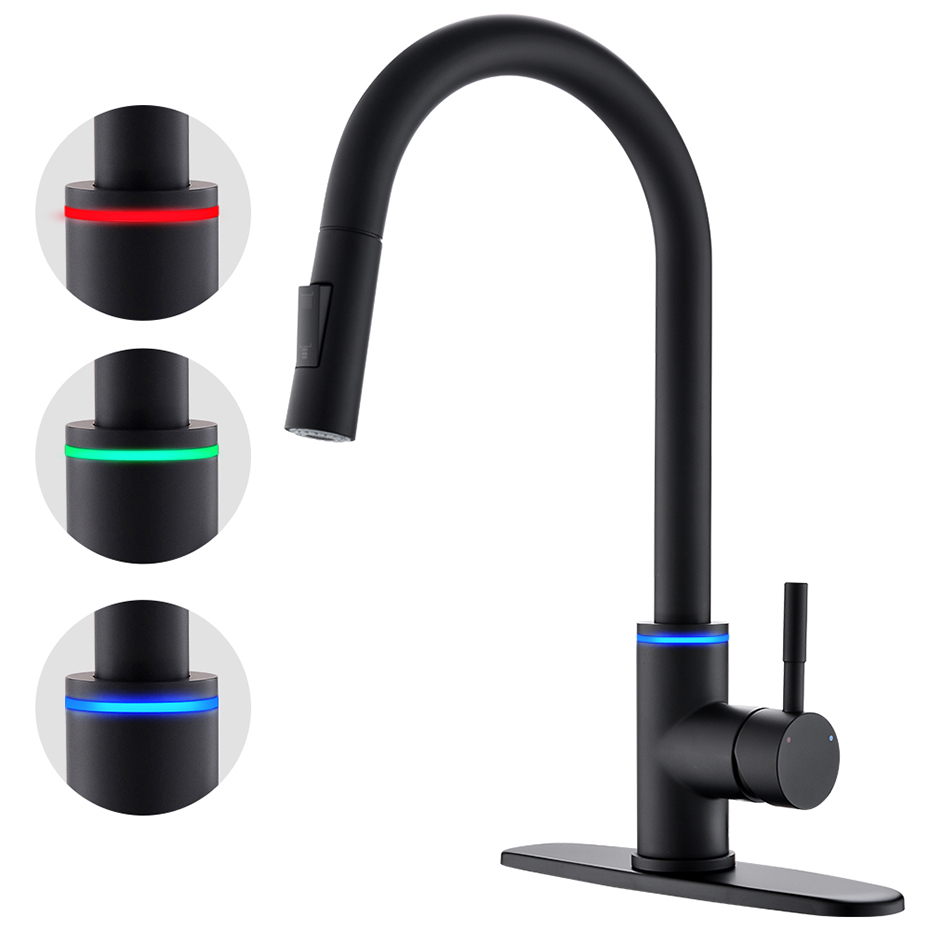 ก๊อกน้ําห้องครัวสีดําเดี่ยวดึงKitchen Tap Single Hole Handleหมุน 360 องศาMixer Tap Mixer Tap 408906