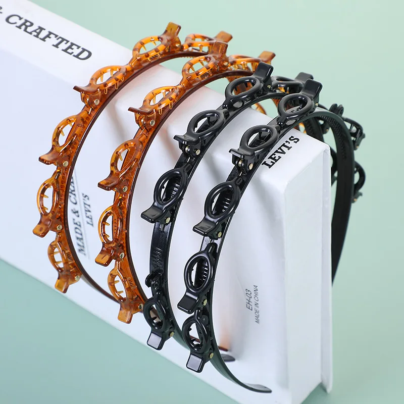 Multi-Layer Hollow Braided ผู้หญิง Bangs แถบคาดศีรษะ Hairdressing อุปกรณ์เสริมเหล็กคลิปผม