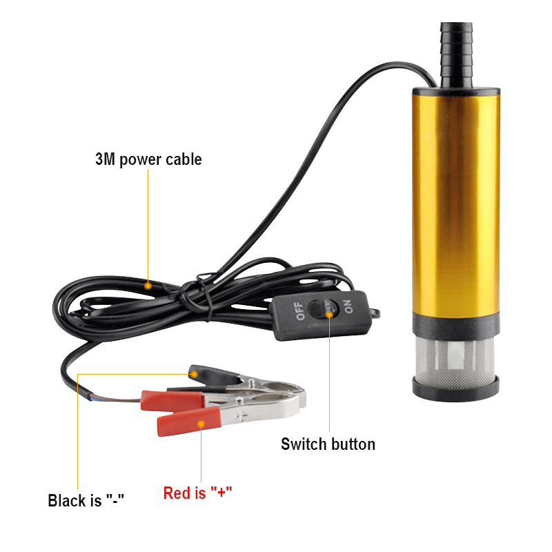 Bomba de óleo elétrica para carro, 51mm 38mm, 12v, 24v, para bombear óleo diesel, água, submersível, liga de alumínio, bomba de transferência de combustível