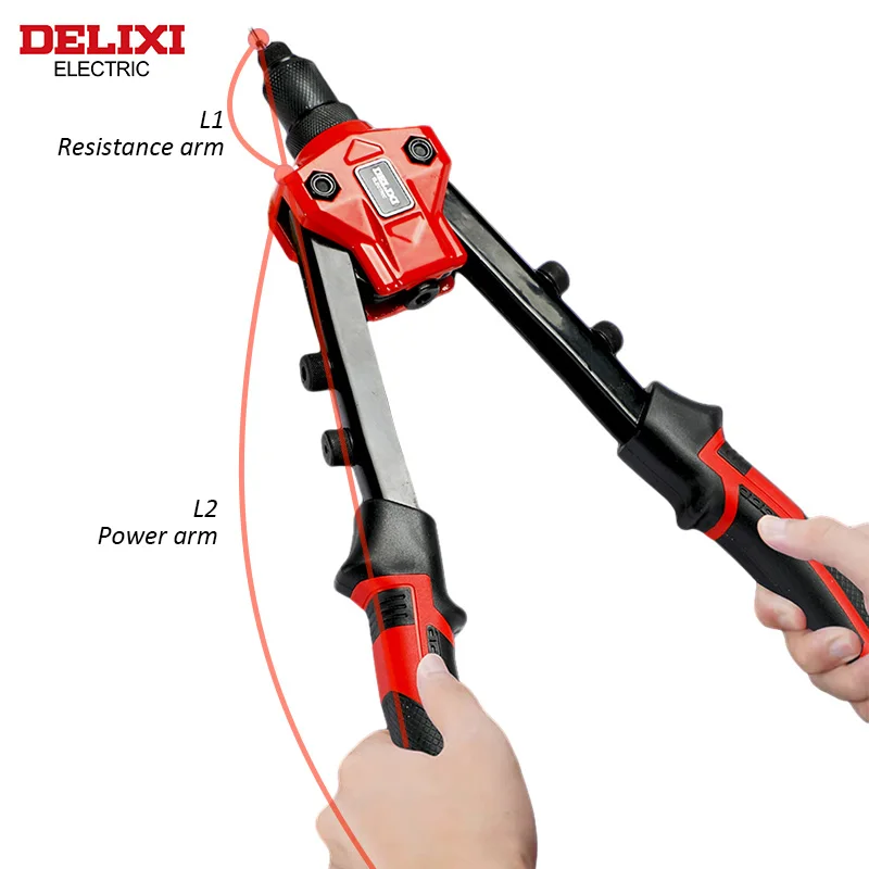 Delixi-手動電気リベットガン、プロのプルガン、ハイレバー、より多くの省力化、金属シートとパイプの締め付け