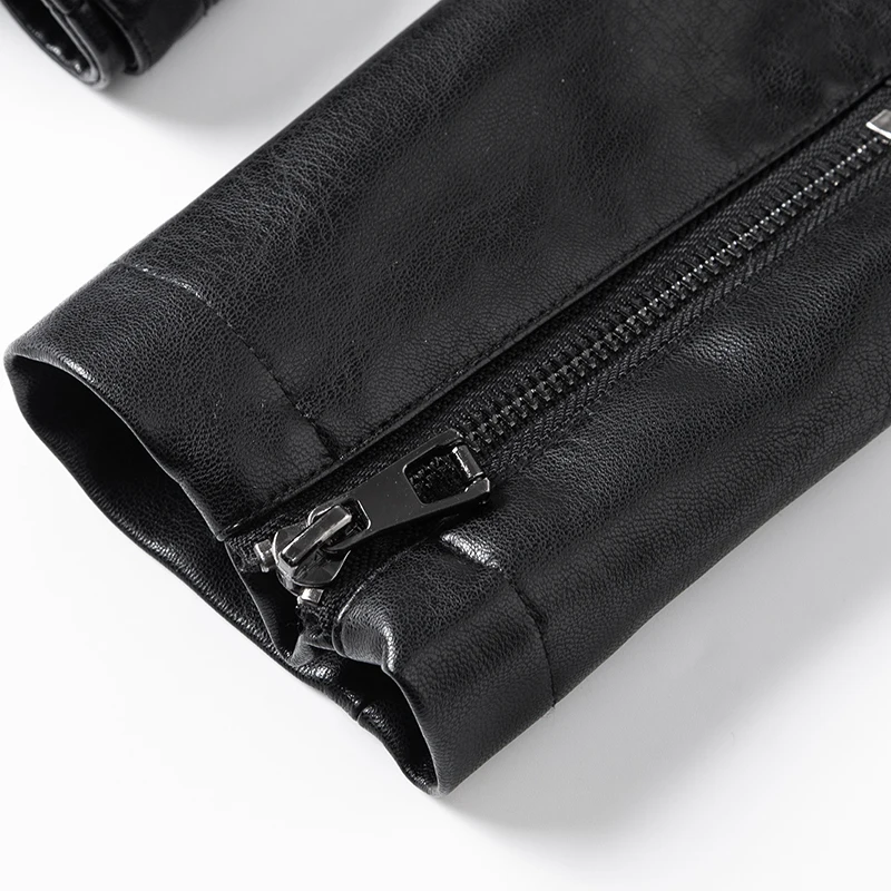 Jaqueta curta justa feminina, roupa de couro genuína, pequena e elegante, estilo coreano, tamanho grande, nova, para primavera e outono