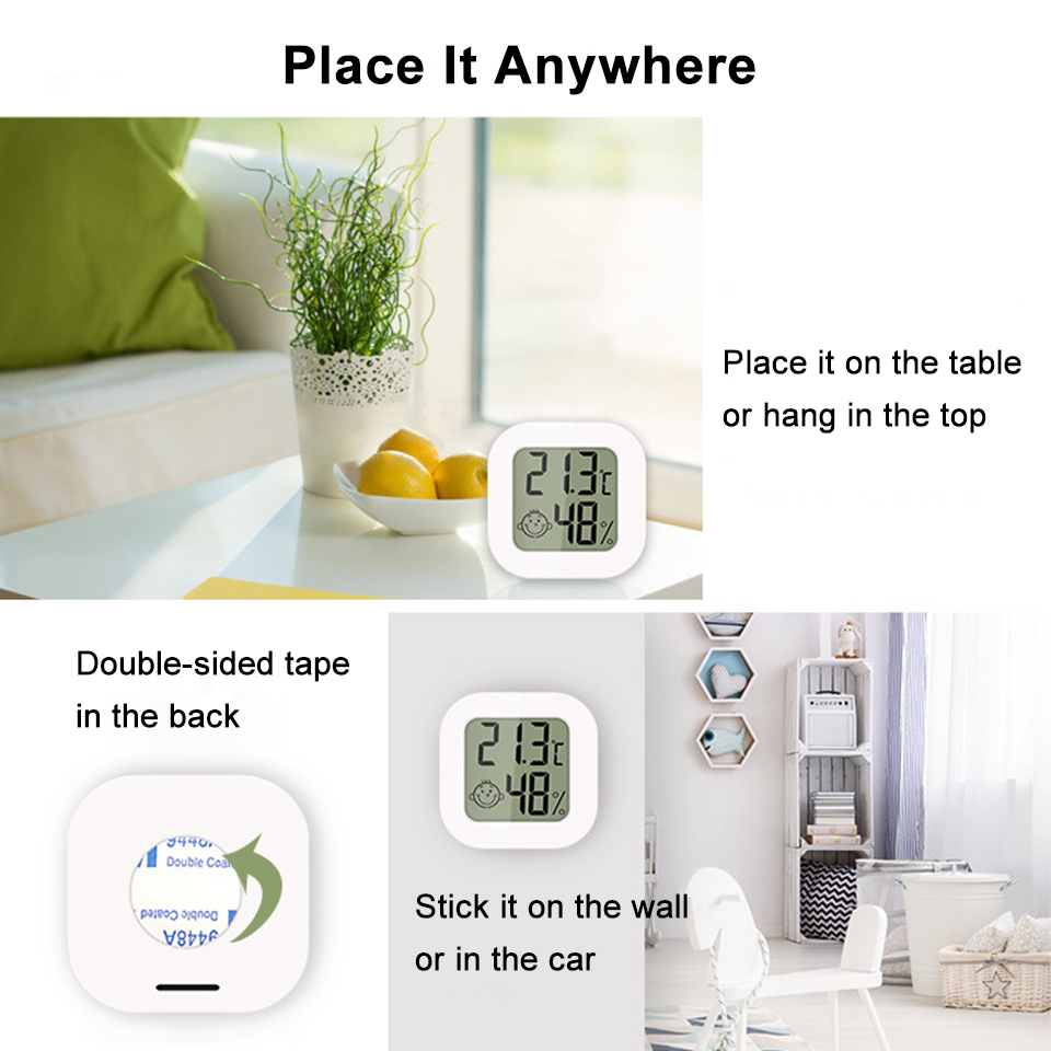 LCD Digital Thermometer Hygrometer Home Indoor Temperature Humidity Meter Sensor Gauge Weather Station For Home Room Baby