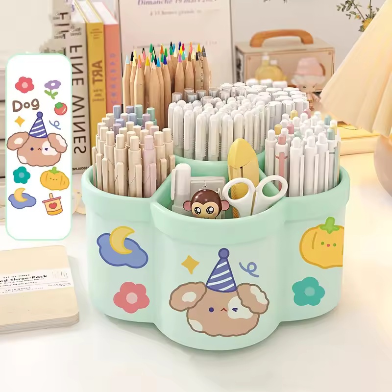 Large Capacity 360° Rotating Pen Holder Multifunctional Desktop Organizer for Stationery  Storage Box Multiple Office Supplies