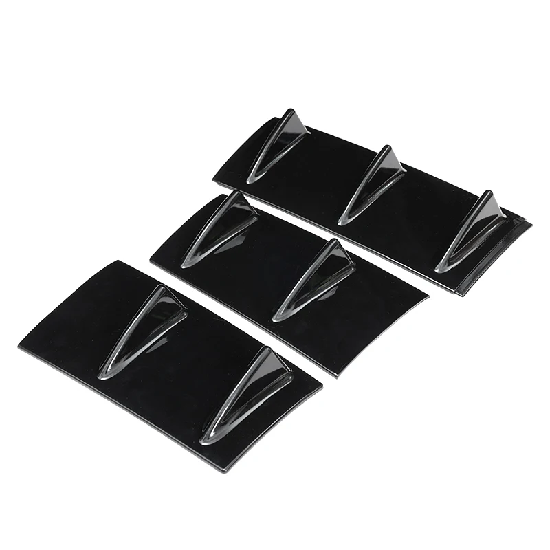 3 Stück Universal-Stoßstangenspoiler, Diffusor, glänzend schwarz, 7 Flügel, Haifischflossen-Stil, Unterkörperlippe