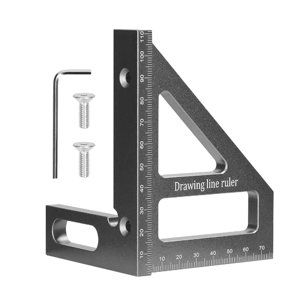 Regla triangular de inglete multiángulo 3D, transportador cuadrado de aluminio para carpintería de 45/90 grados, herramienta de medición de diseño de alta precisión
