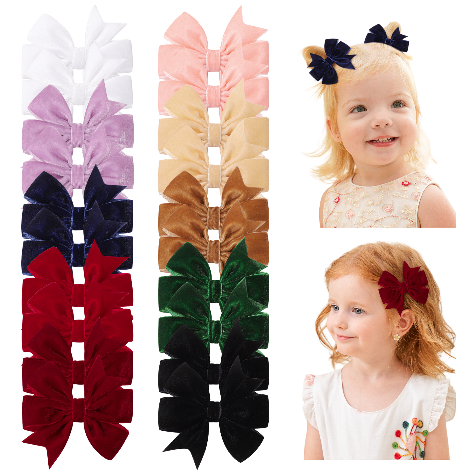 2 шт./компл., бархатные заколки для волос ручной работы с бантом для маленьких девочек, винтажные рождественские красные, зеленые заколки с бантом, заколки, аксессуары для волос