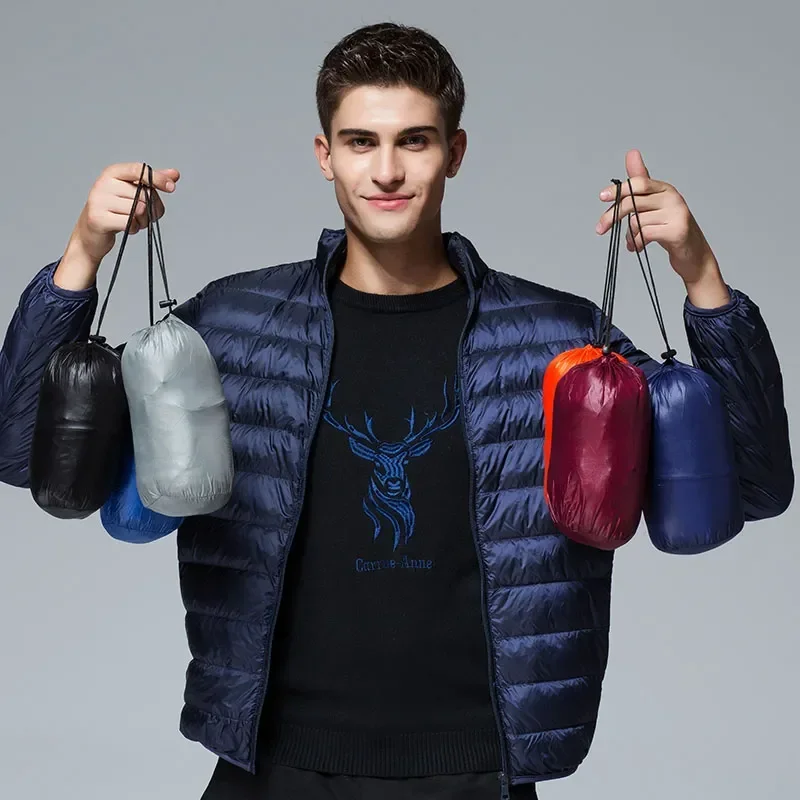 Herbst und Winter neue ultraleichte weiße Entendaunenjacke für Herren, lässige Outdoor-Freizeit-Notebook, leichte, weiche Kissenjacke