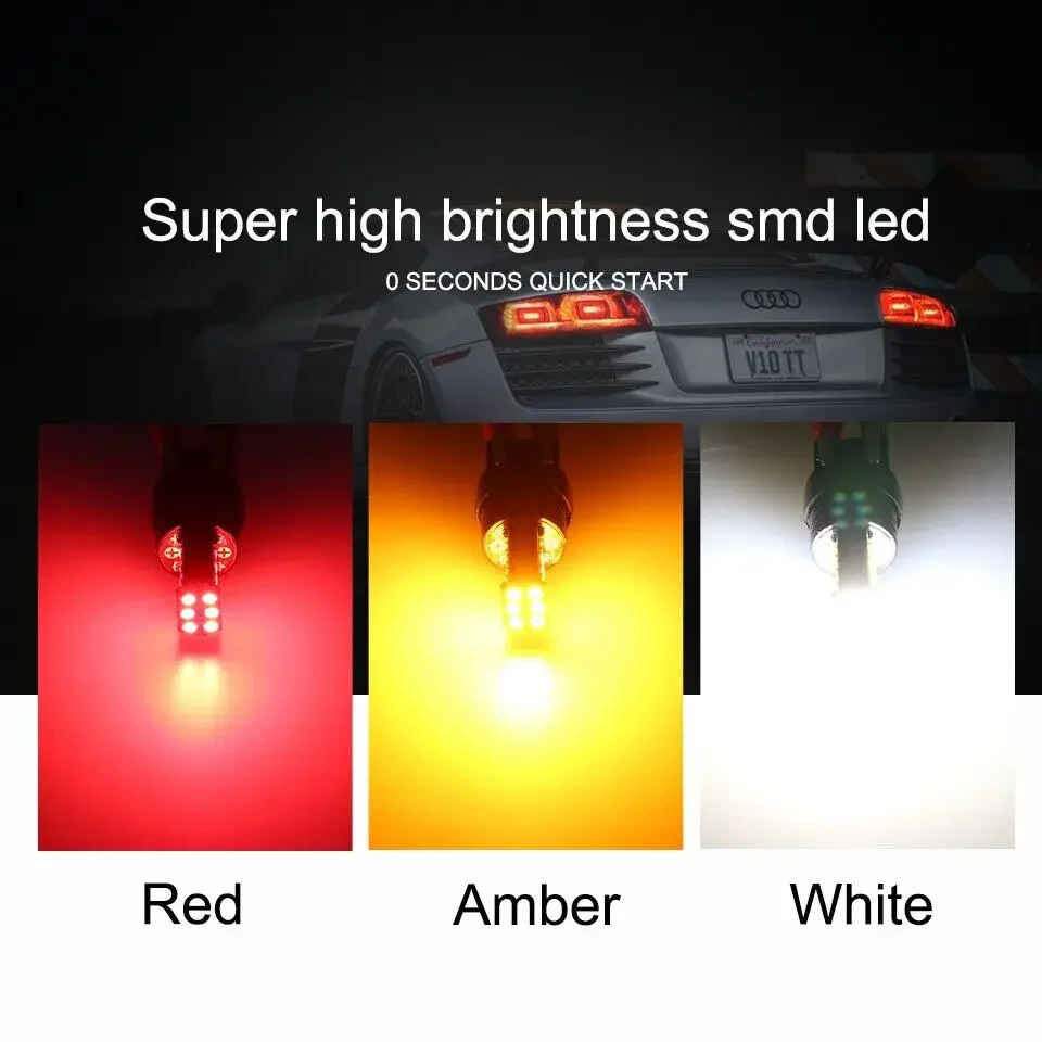 2pcs T20 7334 ไฟเบรค LED ย้อนกลับหลอดไฟ Fit สําหรับ Universal รถ 7440 W21W W21/5W Amber สีแดง 12V