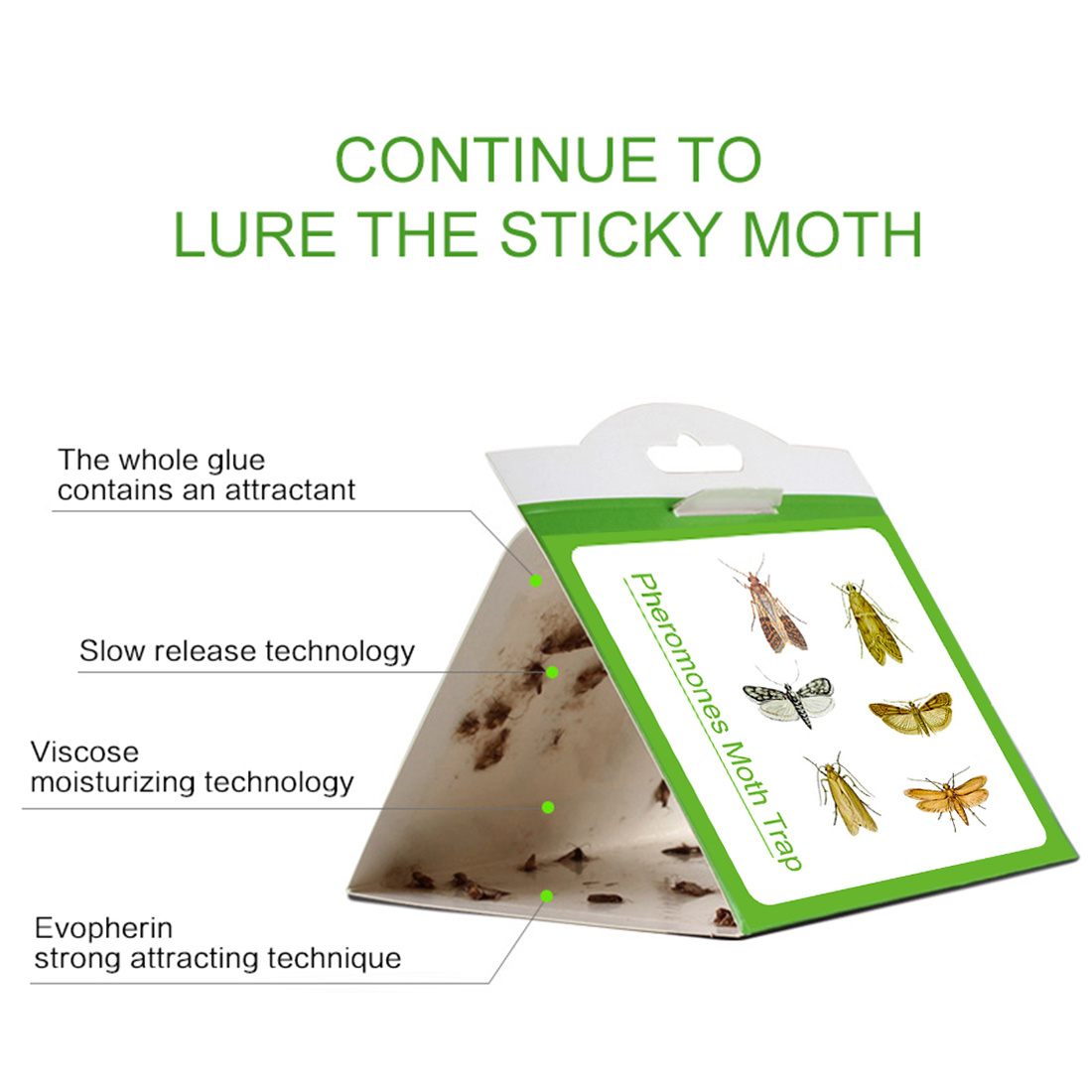 6/12/50PCS เสื้อผ้า Pantry อาหารฟีโรโมน Killer วางกาวเหนียวดัก Pest ปฏิเสธ Fly Moth ครอบครัวโรงงานร้านอาหาร