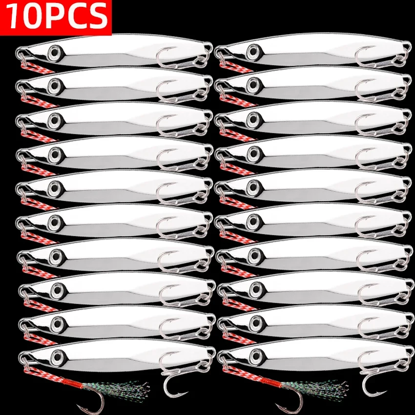 Juego de Señuelos de Jigging de fundición de Metal, 10g-60g, cuchara giratoria, Señuelos de Pesca que se hunden, cebo de Jigging de fundición lejana, cuchara giratoria para pesca