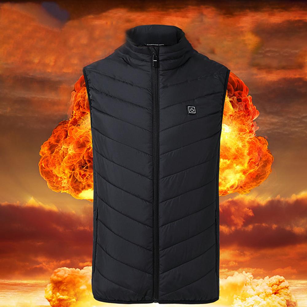 Chaleco térmico de invierno para hombre, chaleco de temperatura constante seguro con USB, chaleco calefactor infrarrojo para exteriores, chaleco de fibra de carbono