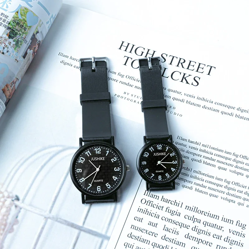 Relojes de cuarzo simples en blanco y negro para mujer, reloj de pulsera con correa de silicona de diseño minimalista, reloj de vestir a la moda para mujer, regalos