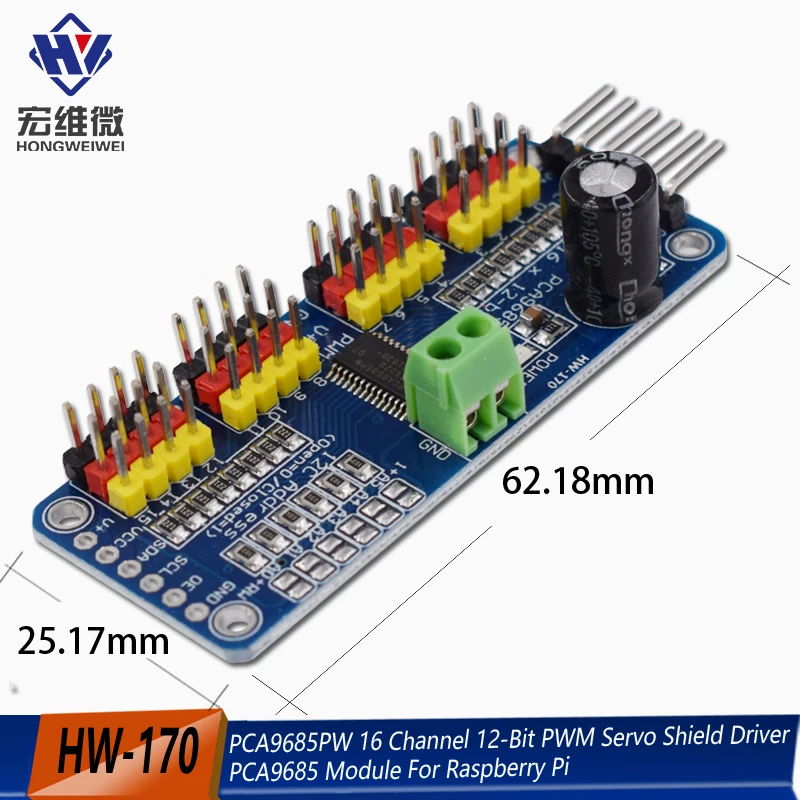 PCA9685PW 16 canales 12 bits PWM Servo Shield Driver interfaz I2C módulo PCA9685 para Raspberry Pi