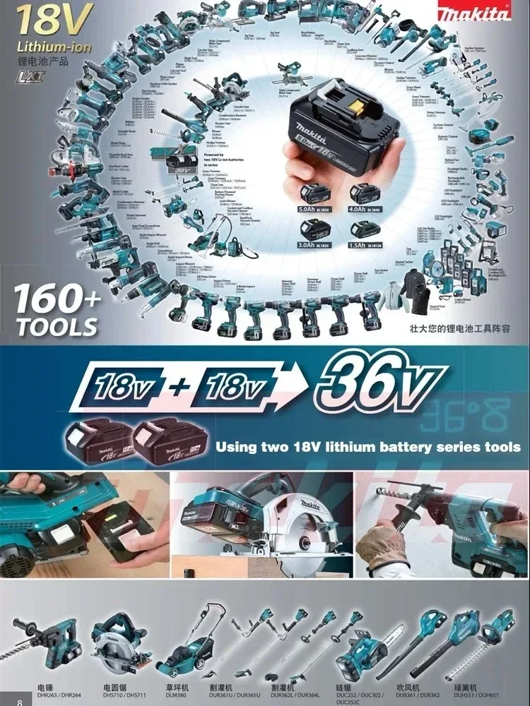 Оригинальный аккумулятор Makita 6 Ач/5 Ач/ Makita 18 В BL1830B BL1850B BL1850 BL1840 BL1860 BL1815, сменная литиевая батарея