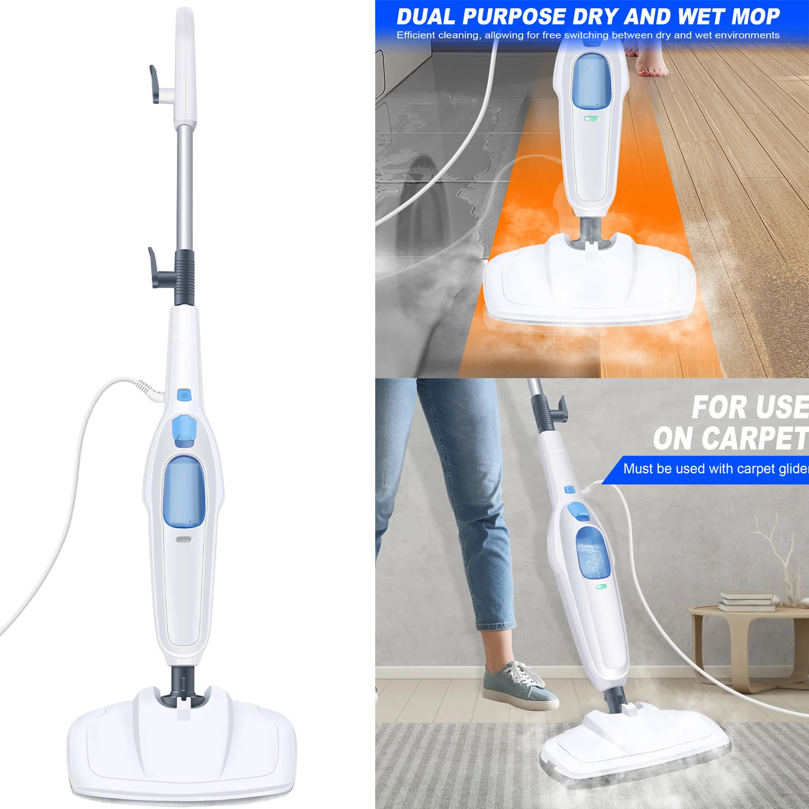 12 IN 1 elektrischer Dampfmopp mit 120 Grad drehbarem Kopf für die Bodenreinigung, 5000 W Dampfreiniger, 400 ml Wassertank-Handmopp