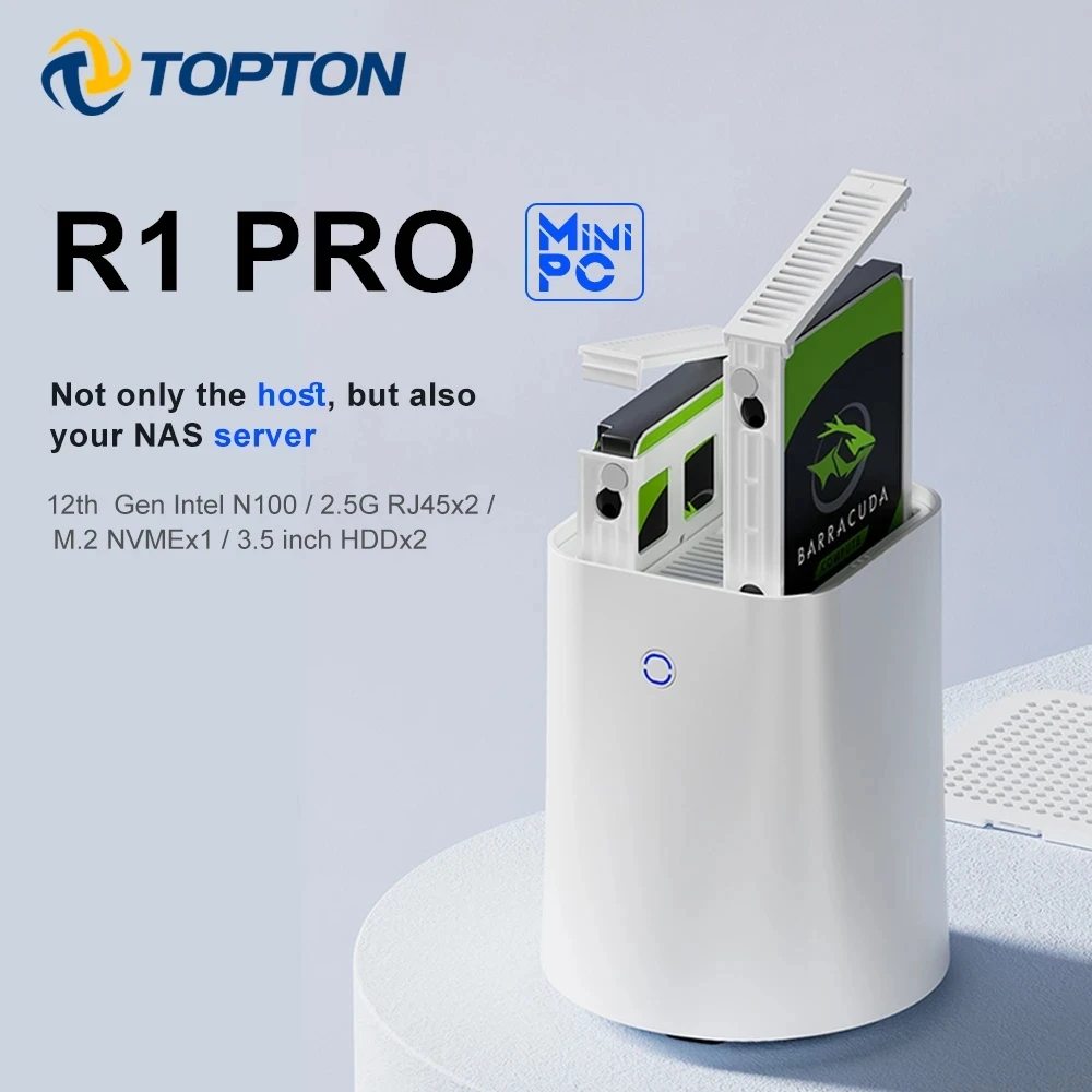 Topton 2-bay nas r1 pro und ryzen 7 5825u Intel n100 Mini-PC 2x i226-v 2,5g Firewall-Router Netzwerksp eicher server Private Cloud