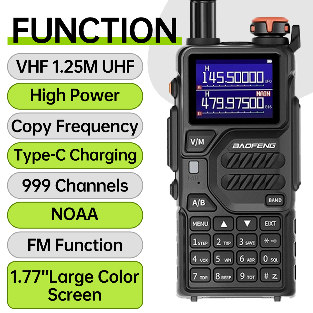 1/2PC Baofeng UV-K5PLUS amateur radio 12W UHF/VHF Ham Radio 999CH used for long-distance communica transceiver triband car radio