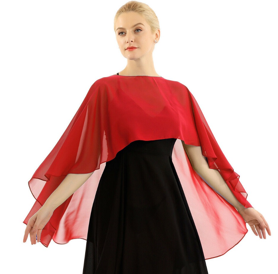 Elegante involucro da sposa in chiffon per mantelle da sera da donna Accessori per giacca da sposa