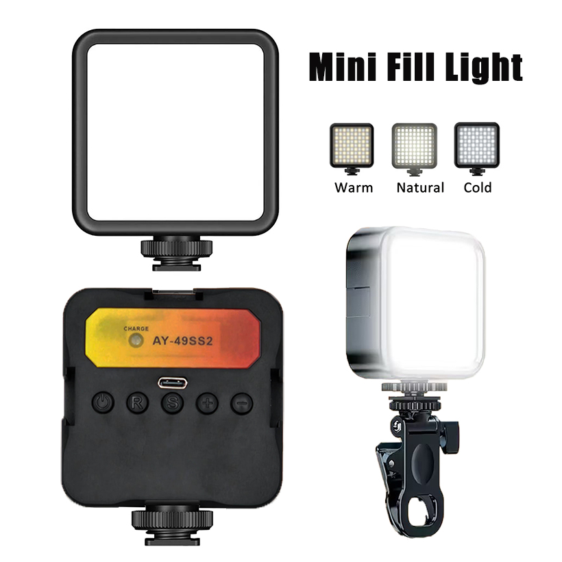 3 Color Portable LED Video Mini Fill Light For Camera Phone Laptop Selfie Adjustable Photography Pocket Fill Light with Clamp