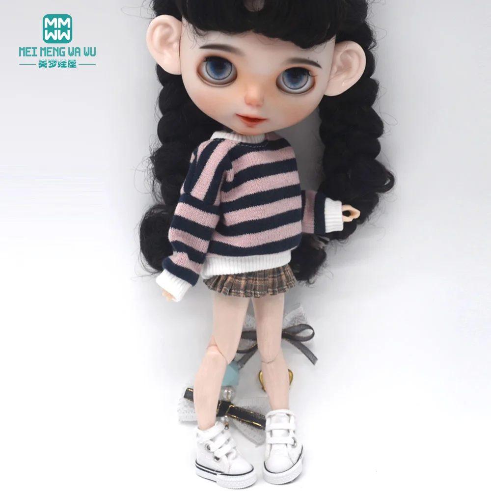Ropa para muñeca, conjunto de suéter de moda de tres piezas compatible con accesorios para muñeca Blyth Azone OB22 OB24