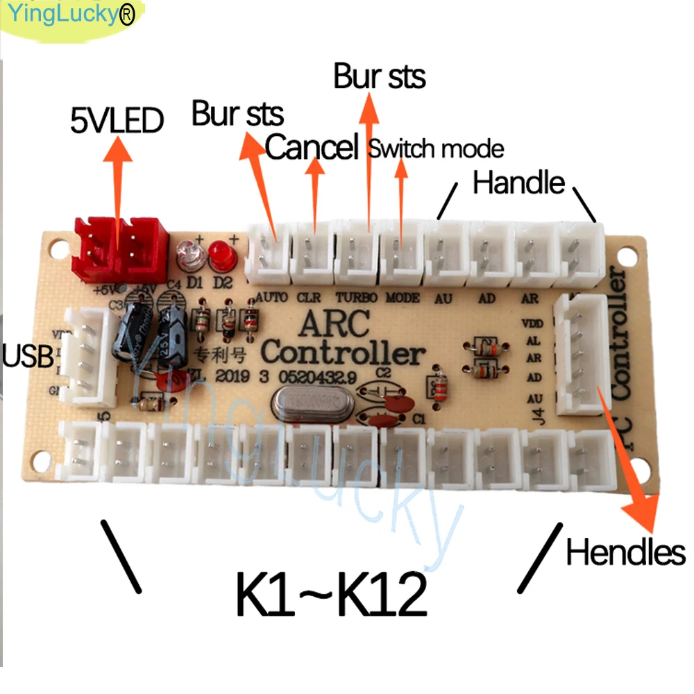 Kit de jogo de fliperama diy para 2 jogadores, para pc raspberry pi com botões led, joystick estilo americano, cabos codificadores usb mame jamma