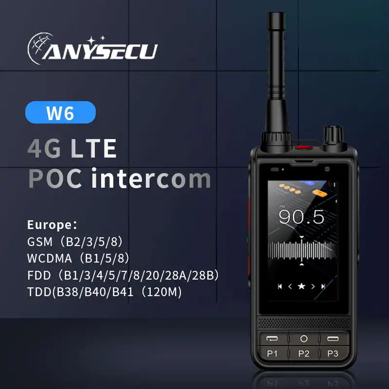 ANYSECU W6 PLUS UHF 4G POC рация Android 10 LTE/WCDMA/GSM GPS NFC IP68 радио с камерой ночного видения ZELLO RealPTT