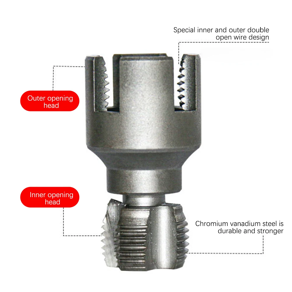 Electric Drill Compatible PVC Pipe Threader Kit, PVC Pipe Threader with 3 Dies 1/2" 3/4" 1" PVC Thread Maker Tool Pipe Threader